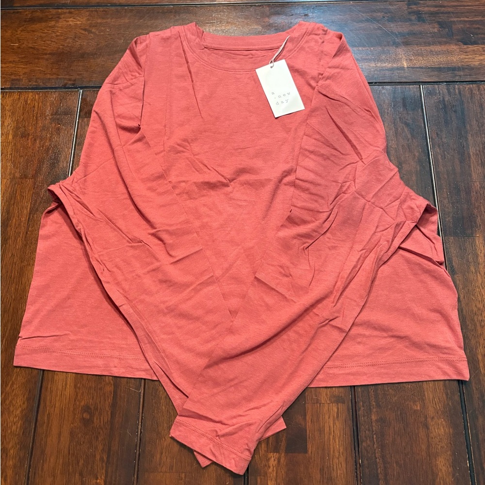 New Women's A New Day Rust Colored Crop Long-sleeve Tshirt Size L